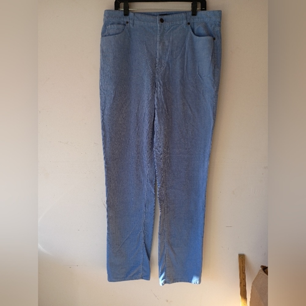 TALBOTS Corduroy Straight Leg Pants Long Sky Blue Size 14